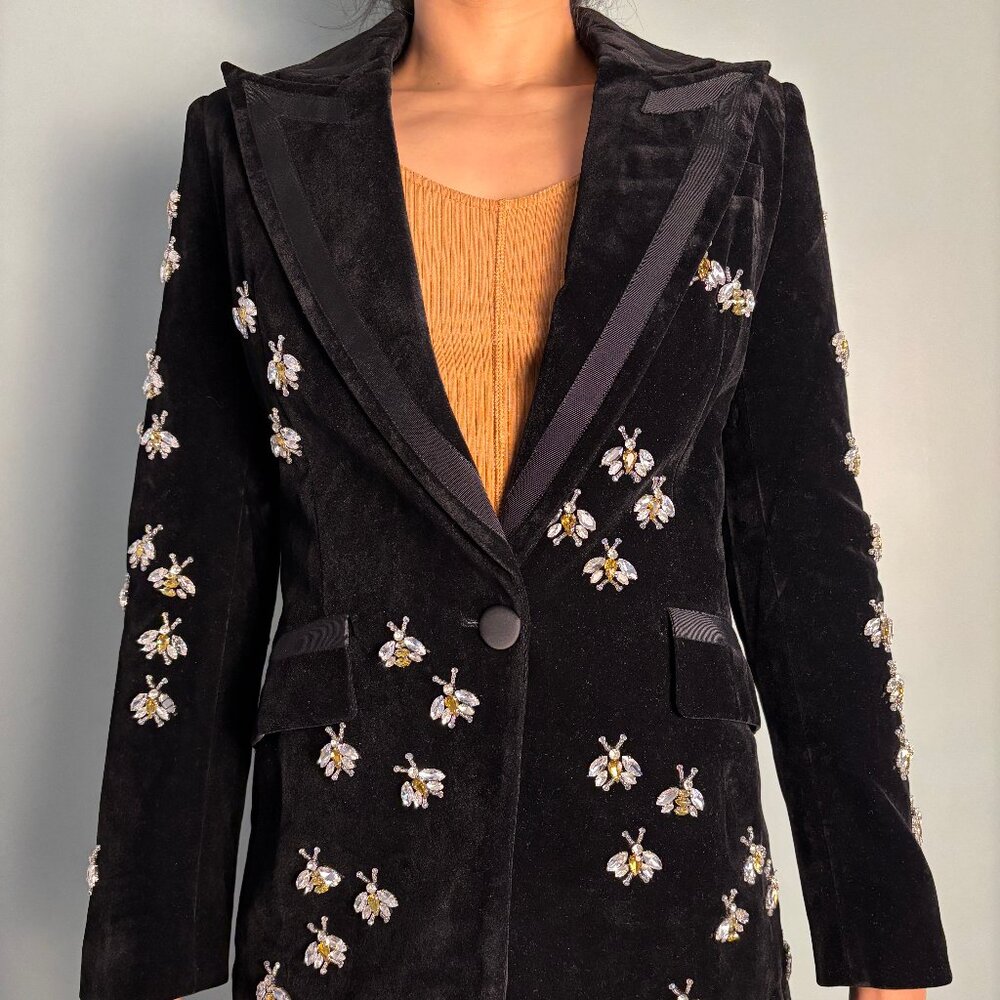 Mateeno Velour Blazer with Bee embelishments